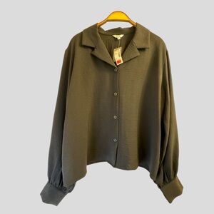 Reitmans Women’s Black Blouse Collar Button Front Long Sleeves Size XL